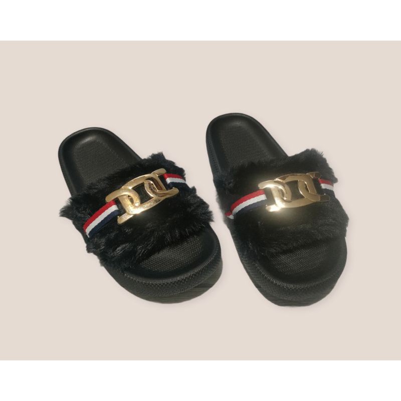 sandal wanita karet selop bulu glanzton Wanita sandal perwmpuan empuk