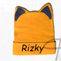 Kupluk Kucing Kids Anak Bayi Cewek Cowok Polos / Bordir Nama Suka Suka-KUNING