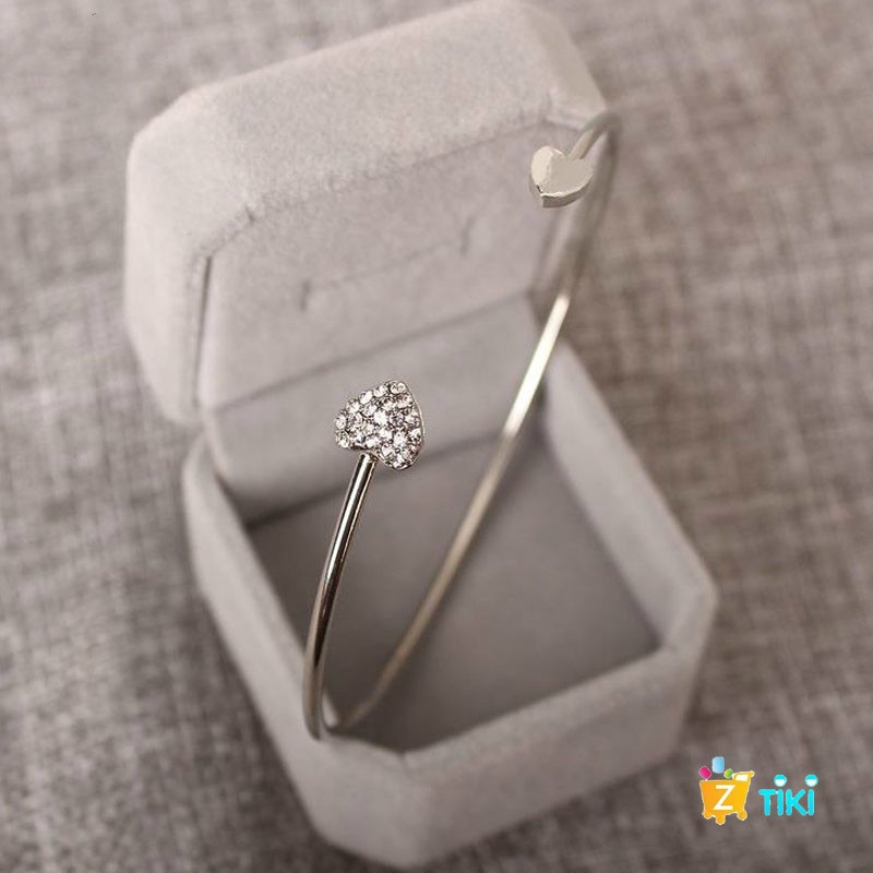 COD（TiKi）Gelang Tangan Model Terbuka Desain Hati Lapis Emas Gaya Korea Untuk Wanita-8