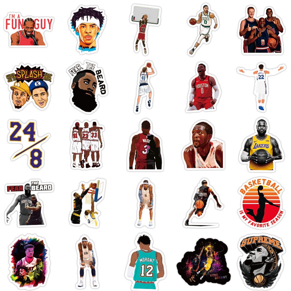 NBA stiker bintang Zhang Harden James Owen Kobe stiker kartun ins tangan akun bagasi Piala stiker