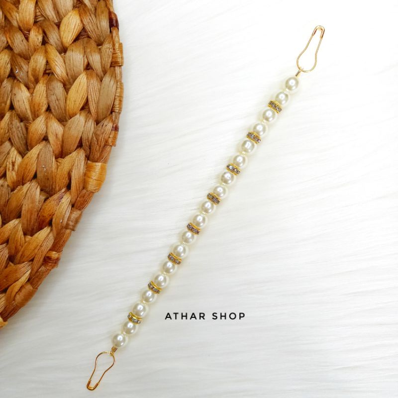 Athar shop konektor strap mask earloop/masker konektor mutiara/kalung masker hijab