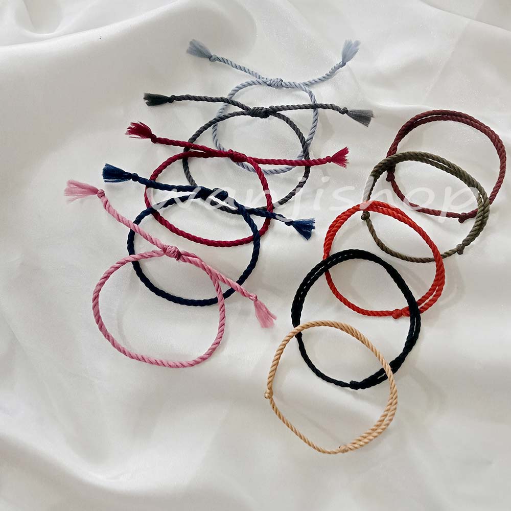 GP Gelang Benang Pelintir Polos Banyak Warna Polos Serut Simple Knot Rumbai