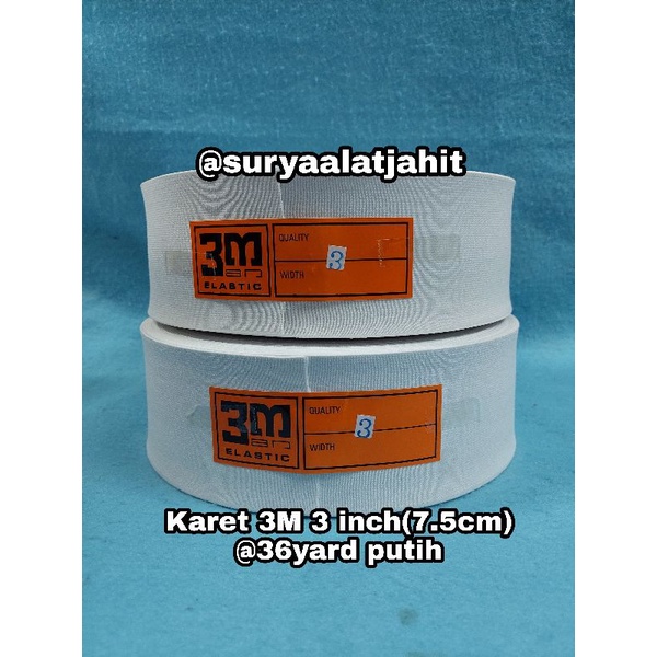 Karet 3Man 3in/7.5cm @36Y Putih terbagus =rp.349.500/1Rol