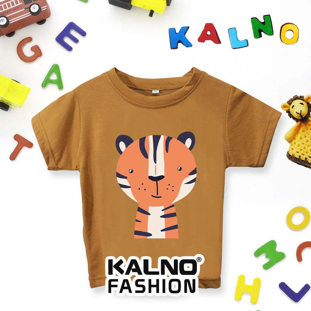 Baju Anak Laki-laki / Perempuan Sablon Harimau 382 warna coklat umur 1-7 th ukuran SMLXL