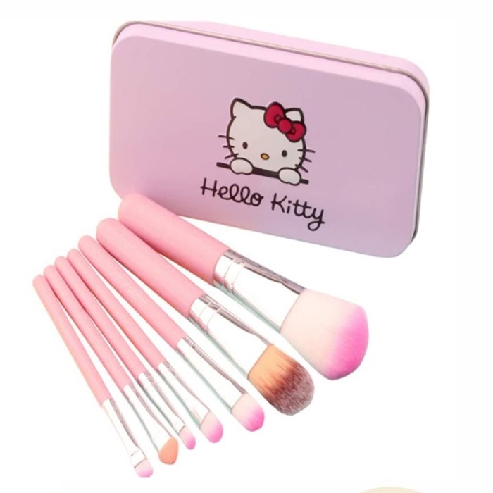 BRUSHSET MAKE UP BRUSH KUAS TABUNG HELLO KITTY 7in1 Makeup Kosmetik - HELLO KITTY BRUSH KIT ORIGINAL