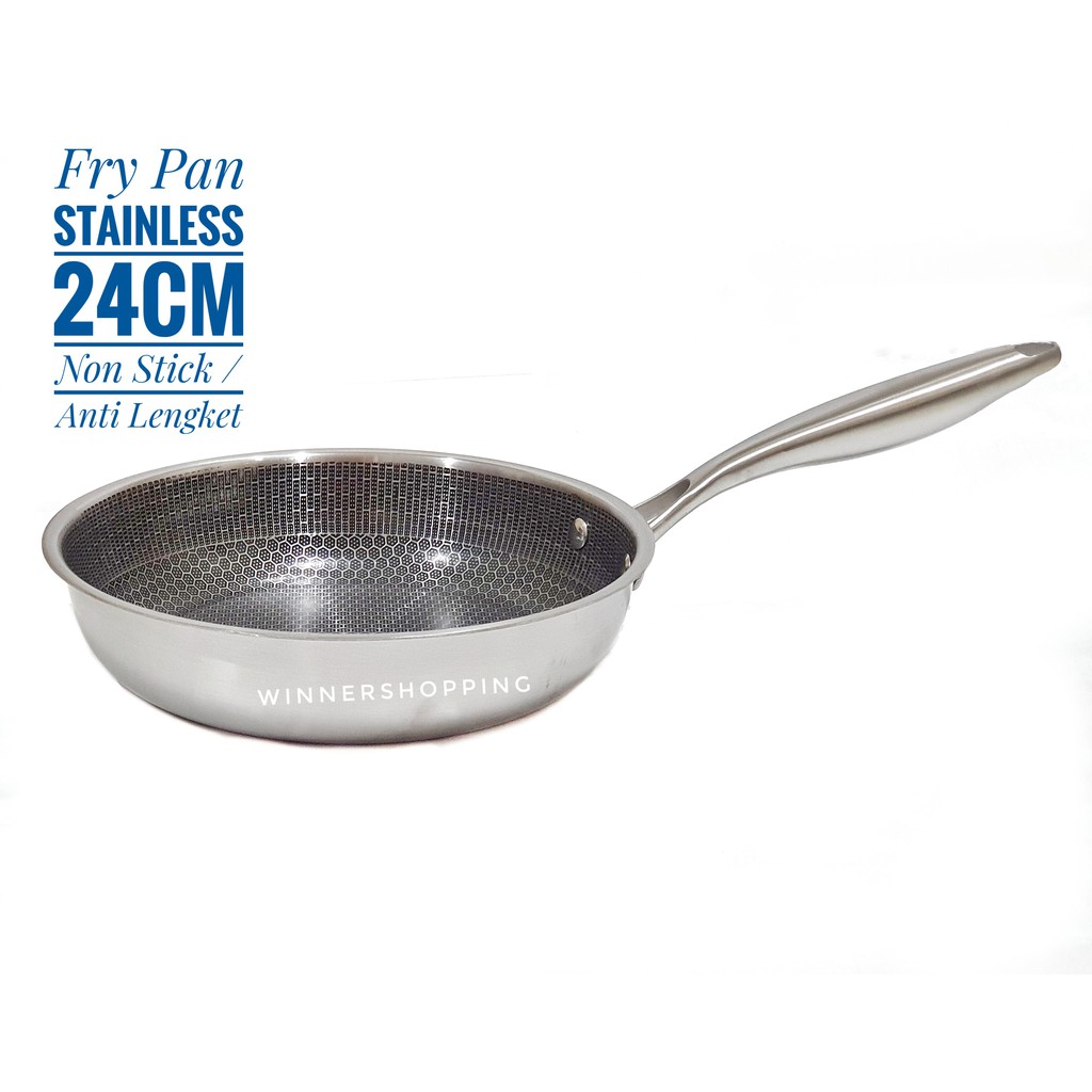 A1 Wajan Penggorengan Stainless Steel Anti Lengket Fry Pan Stainless Non Stick 24cm