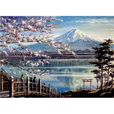 DIY Full Drill Diamond Painting - 5D Cherry Blossom Mountain Sitch Kit