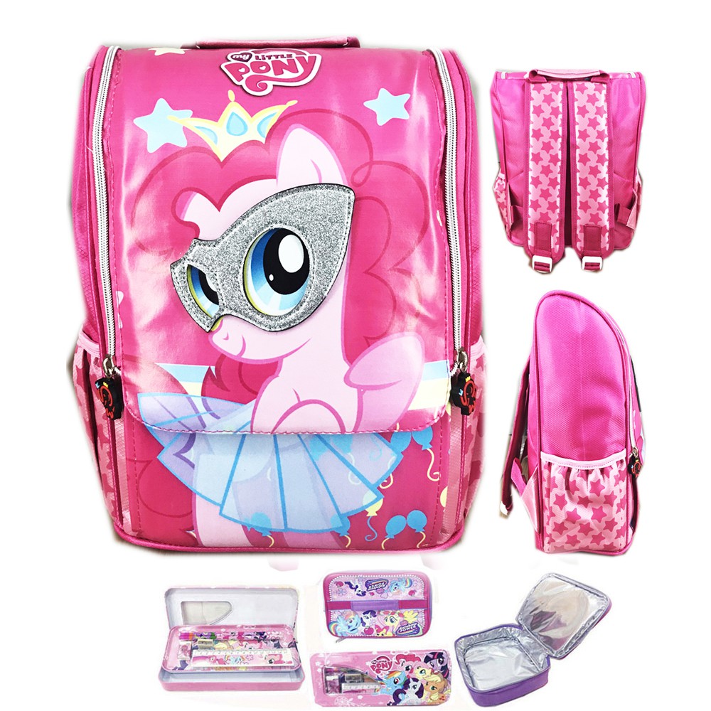 Tas Ransel Sekolah Anak TK Jepang kuda pony pinke pie 3D Timbul LBKP