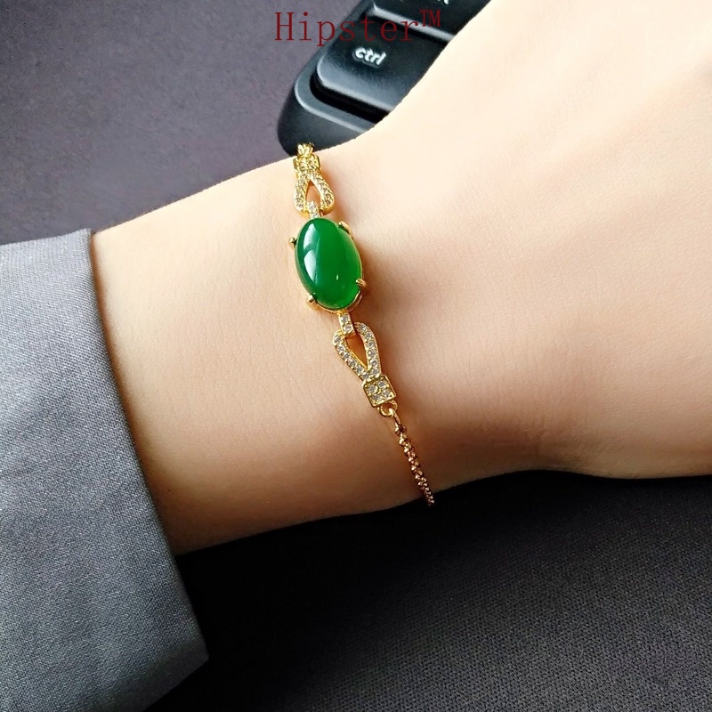 Exquisite Refined Grace Fashion Natural Emerald Gold Bracelet