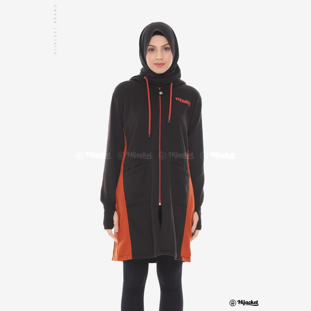 Hijacket Original Avia Hijaket Jaket Jacket Wanita Muslimah Jaket Hoodie Cewek Jumbo Murah Terbaru Jaket Hijaber-BLACK