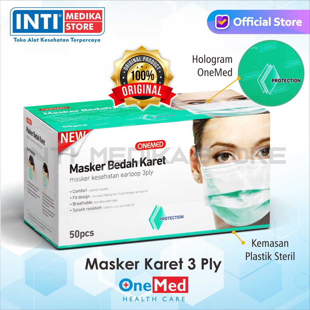 ONEMED - Masker 3 Ply Earloop Medis / Surgical Mask | Shopee Indonesia