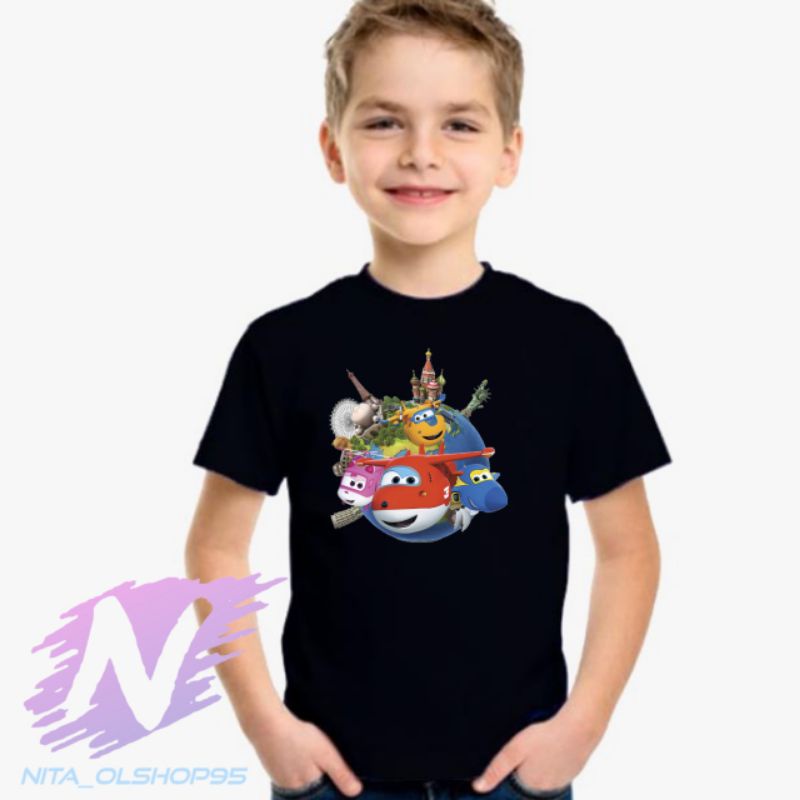 baju kaos anak karakter baju superwings word