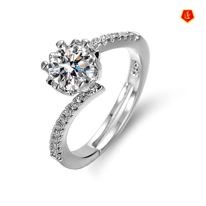 [Ready Stock]Women's Elegant Snowflake Diamond 1 Karat Moissanite Ring