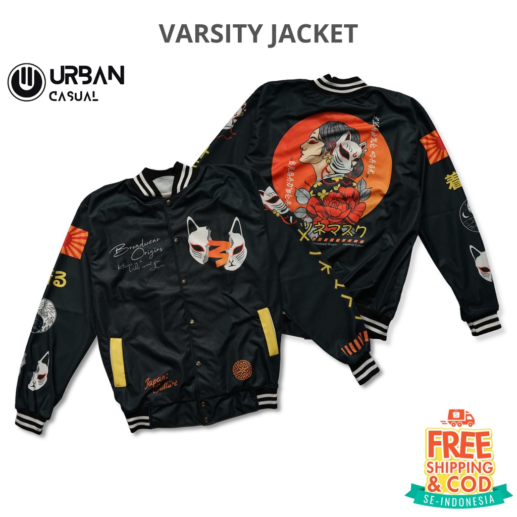 Jaket Varsity Baseball Pria Wanita Motif Japan Series Terbaru Vintage Kekinian Jaket Motor Touring Outdoor Travelling Original Distro Premium B5