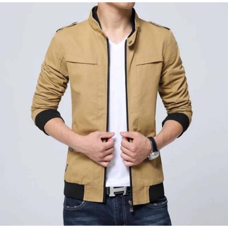 JAKET PRIA/JAKET CANVAS PRIA/KUALITAS PREMIUM-CREAM