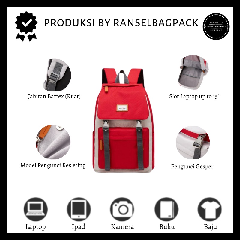 Tas Ransel - Tas Punggung Backpack Import Sekolah Kuliah Korea Kekinian Stylish Multifungsi Wanita