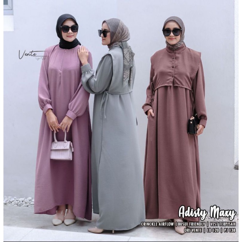 Gamis Polos Original Vente Longdress Maxi / Adisty Bianca Nafisa