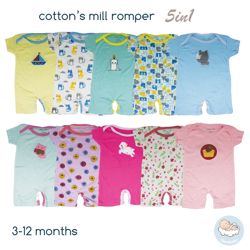 cotton's mill romper bayi laki-laki/ bayi perempuan 5in1 (SNI)