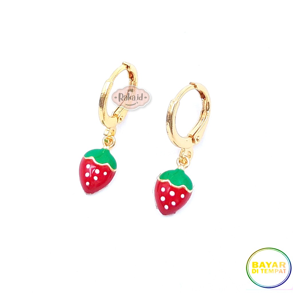 Anting Clip / Klip Strawberry Merah Perhiasan Aksesoris Wanita 686