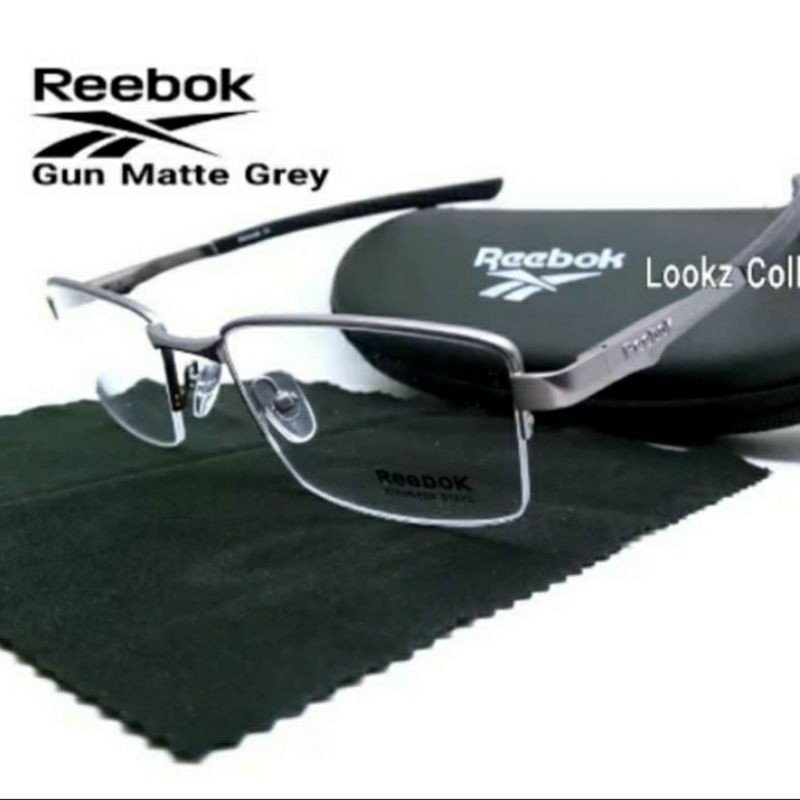 Kacamata Frame Pria Titanium Half Sporty Reebok C3 - Gun Abu