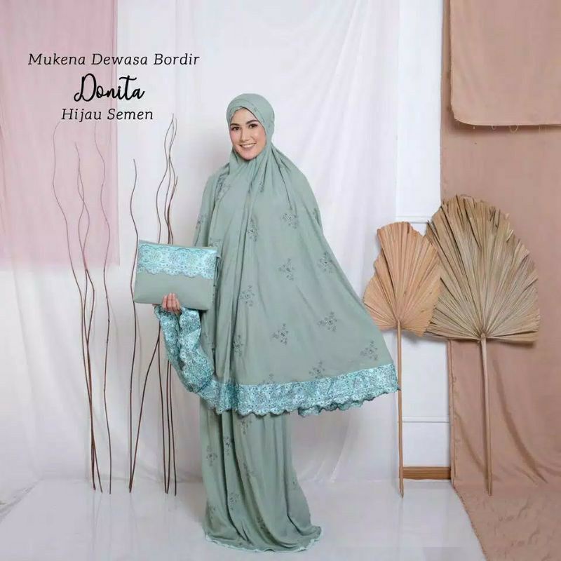 PUSAT GROSIR BELI MUKENA JUMBO DEWASA KATUN RAYON BORDIR DONITA | COD TERMURAH TRAVELLING