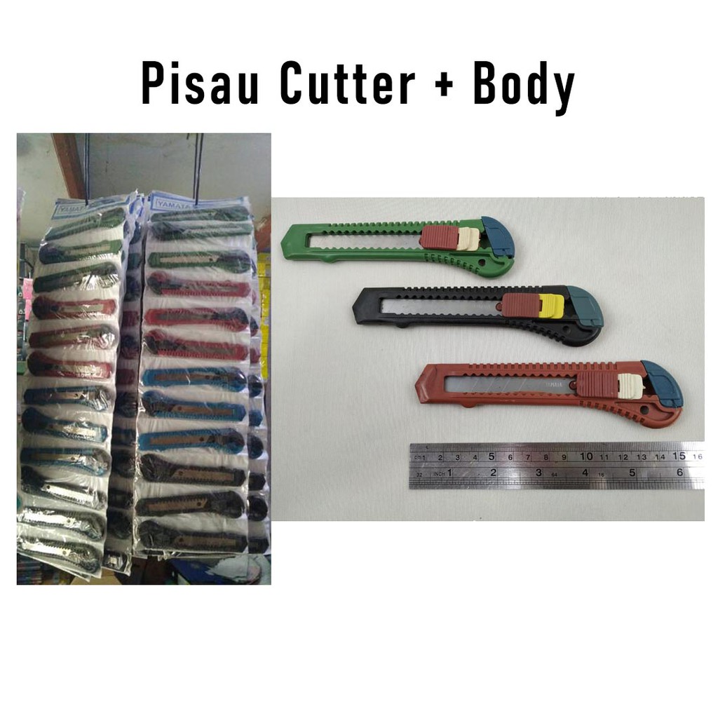 

Pisau Cutter Pemotong Kertas Print Murah + Body Kater Cuter Packing Pack Pengiriman Ekspedisi 1 Pcs