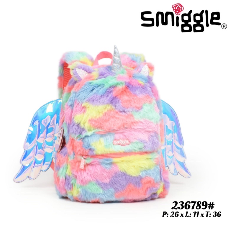 Tas Ransel Smiggle (KW) Fluffy Unicorn Wings