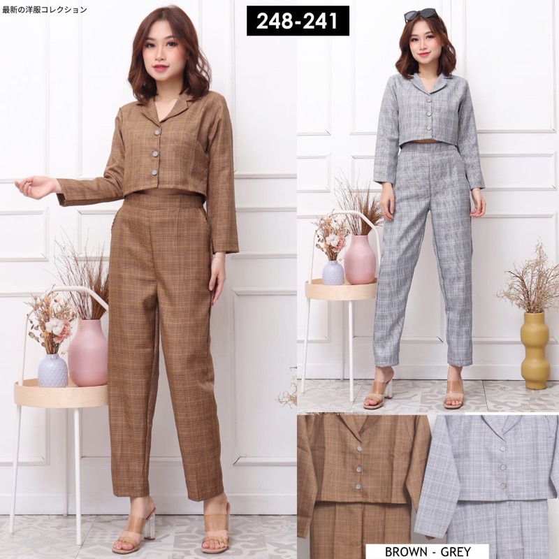 LINA SET / SETELAN BAHAN ZARA PREMIUM DAPAT ATASAN MODEL LENGAN PANJANG DAN CELANA FASHIONABLE