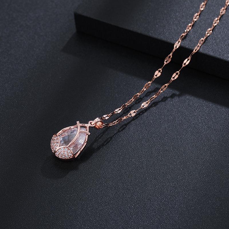 Kalung Liontin Lapis Emas 999 Swarovski Putih Rose Gold Premium