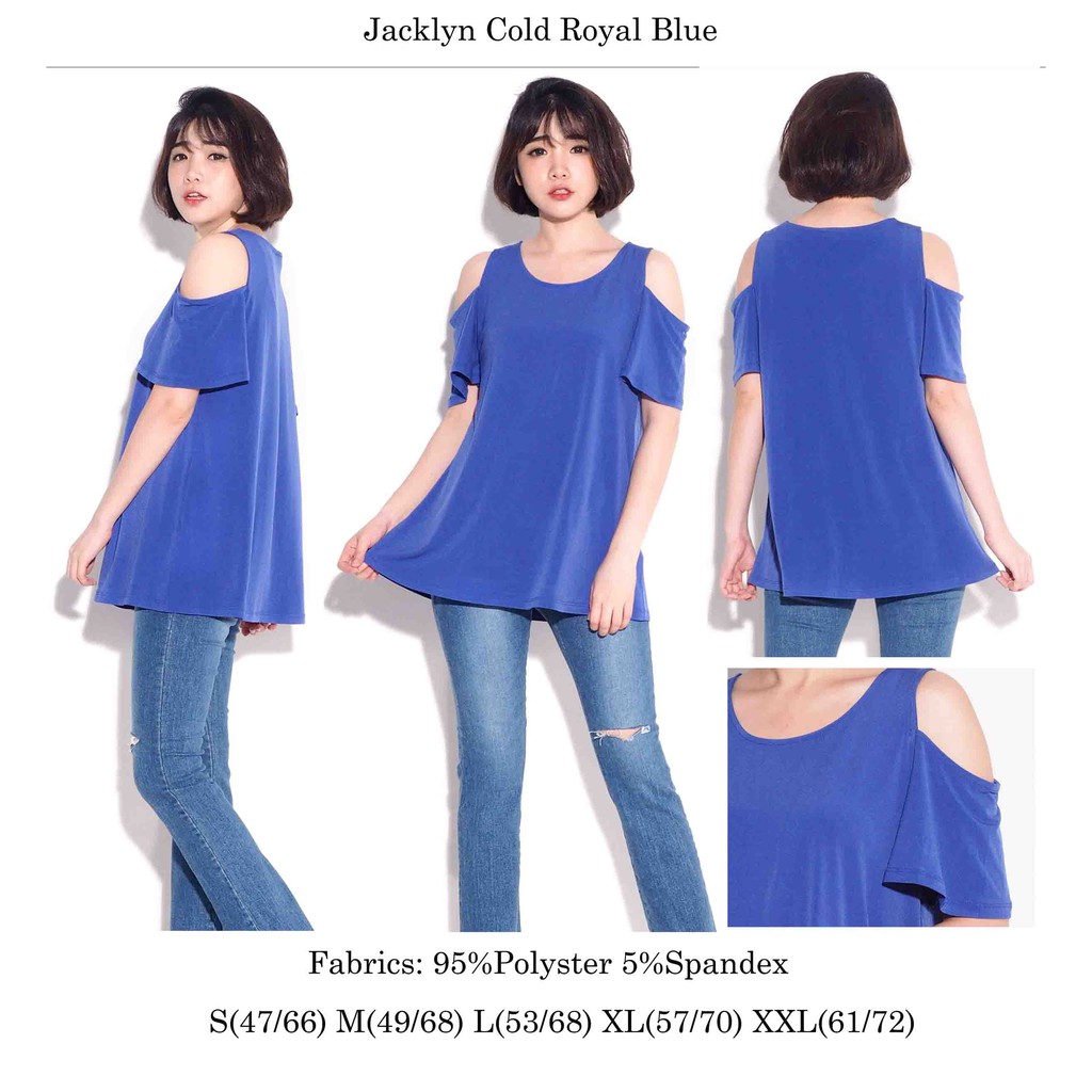Baju Branded blouse Jacklyn Cold Royal blue / Animal Print