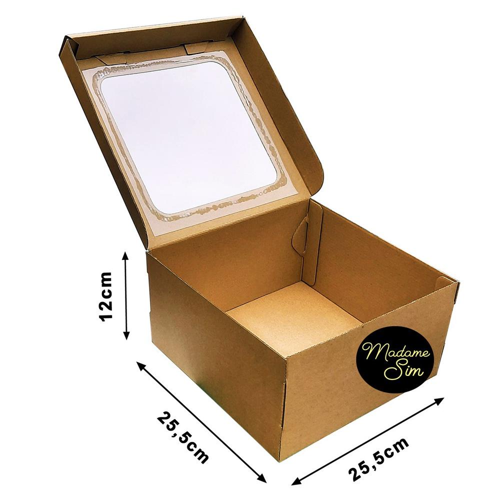 

Kotak Kue - Cake Box 25 X 25 X 12 Cm - Coklat + Jendela (Isi 10 Pcs)