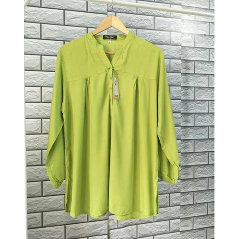 [KODE AIF0B] Blus Polos Ijo Muda - Blouse Polos Rayon - Lime- Lime green - ijo stabilo - Baju Adem -