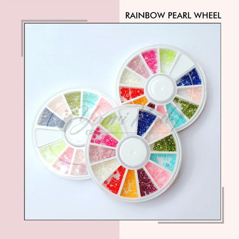 Rainbow pearl wheel nail art rhinestones colorful pearl 2mm mutiara 12warna case hp deco rhinestone