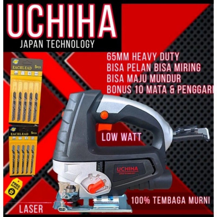 mesin jigsaw gergaji kayu besi triplek UCHIHA lengkap jpn teknologi