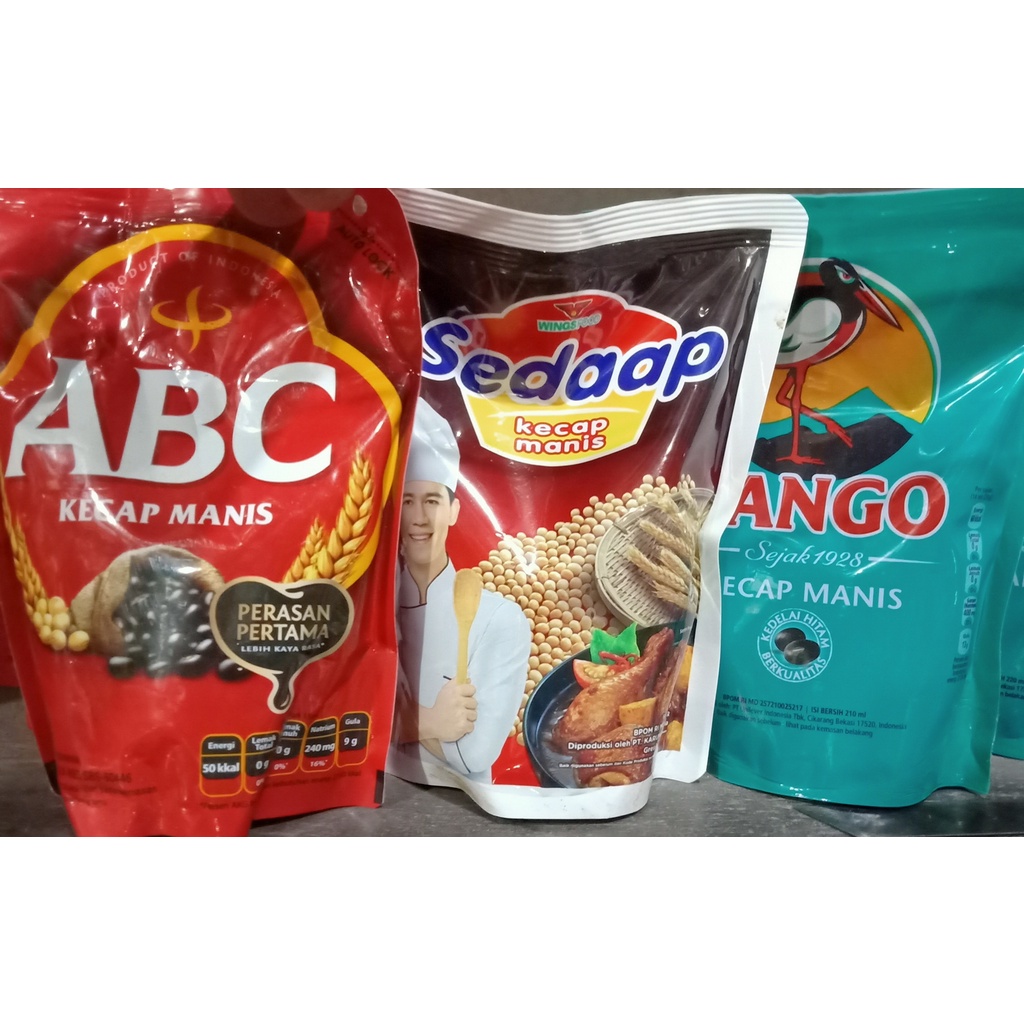 

Kecap manis refill medium bango 220ml ABC 225ml Sedap 225ml