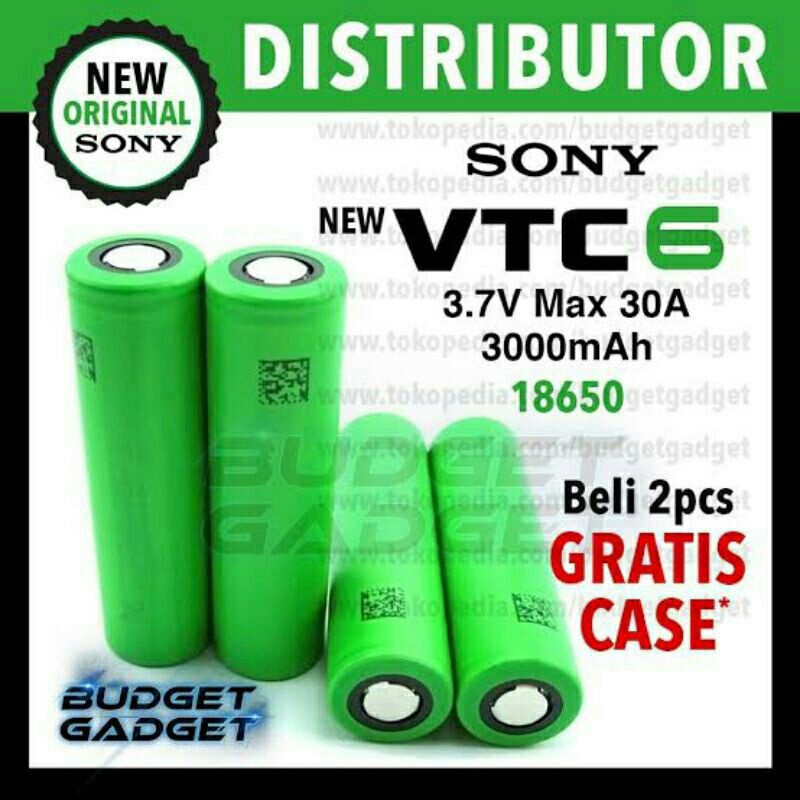 Elektronik viral Terlaris Baterai authentik sony 3000mAh VTC 6 murah POOLSHEET