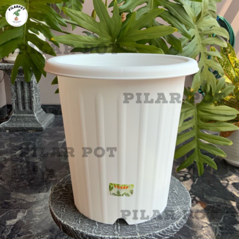 pot bunga tanaman tinggi yogap YPT 30 PUTIH - bahan tebal