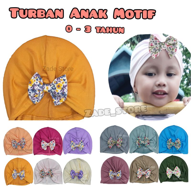 Turban bayi model pita motif 0-3thn turban anak kupu ciput anak halus hijab anak penutup kepala kupluk murah grosir konveksi langsung