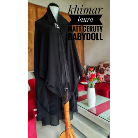 Khimar syar'i/ jilbab jumbo/ cadar hitam/ kerudung / Ceruti