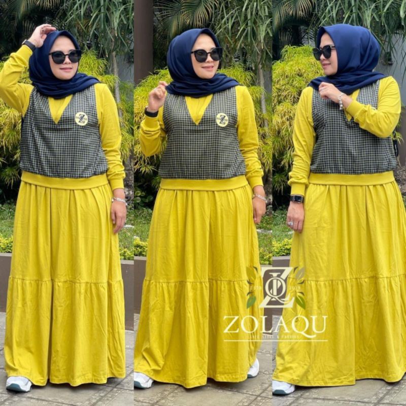 Set Gamis Rompi Mustard by ZOLAQU Original