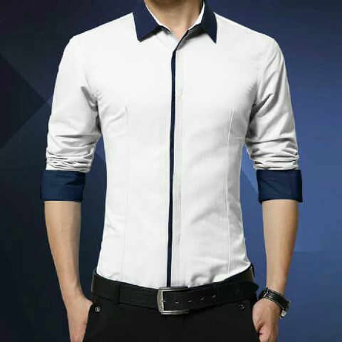 Executive Muda  hnm white OT  kemeja pria katun stretch putih  Trendy