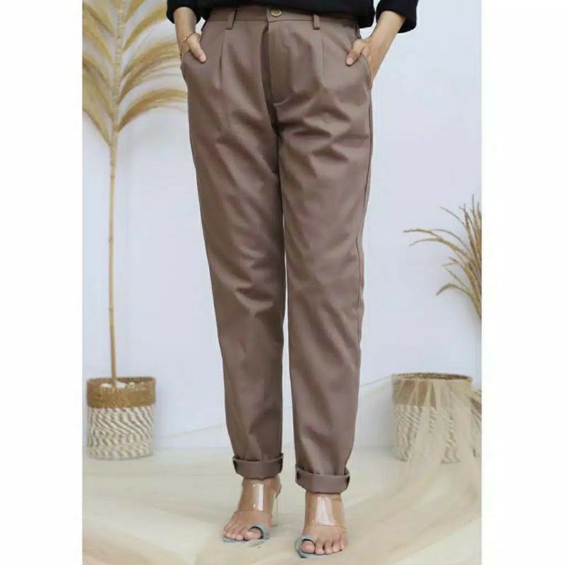 Celana Baggy Pant Super Jumbo XXL, 4L, 5L, 6L, 8L Chino Stret Resleting Cream Moca Capucino Hitam