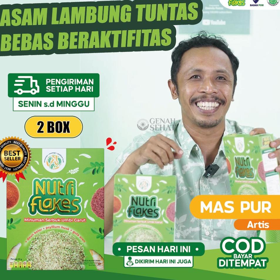

Proses Cepat /67h>< BEST SELLER!! NUTRIFLAKES SEREAL ASAM LAMBUNG WITH DAUN KELOR PAKET 2 BOX