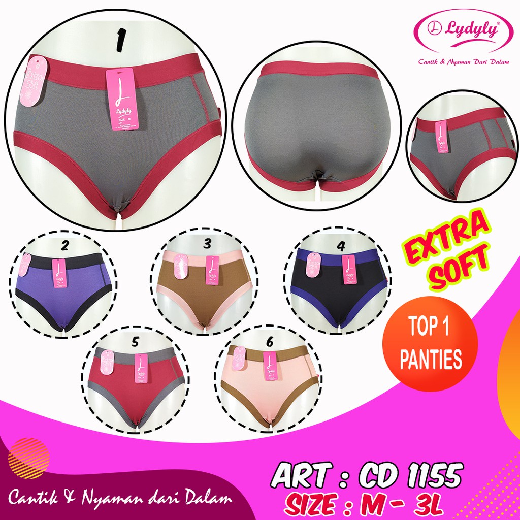 6pcs CD Lydyly 1155 Bahan Licin Wanita Dewasa | Celana Dalam Lydyly LD1155 | Open Sorex Grosir