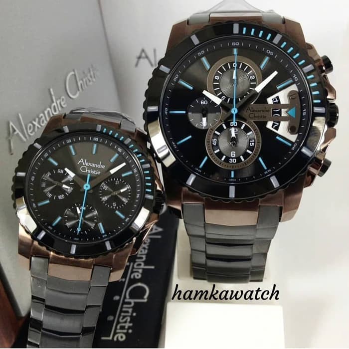 Hot Sale jam tangan couple alexander cristie ac6455 original black brown Terkini