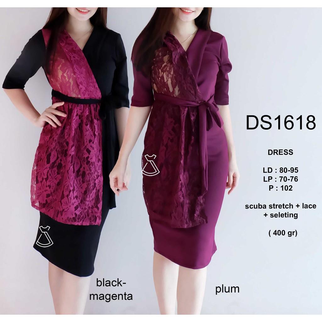 DS1618 - DRESS PESTA SCUBA LACE KIMONO PARTY DRESS