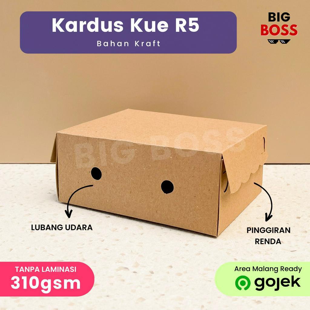 [310 GSM] Kotak Dus Kue R5 Jumbo 16x12.5x7 Renda Non Laminasi / Box Snack Roti Brownies Bolen Lemper Lapis