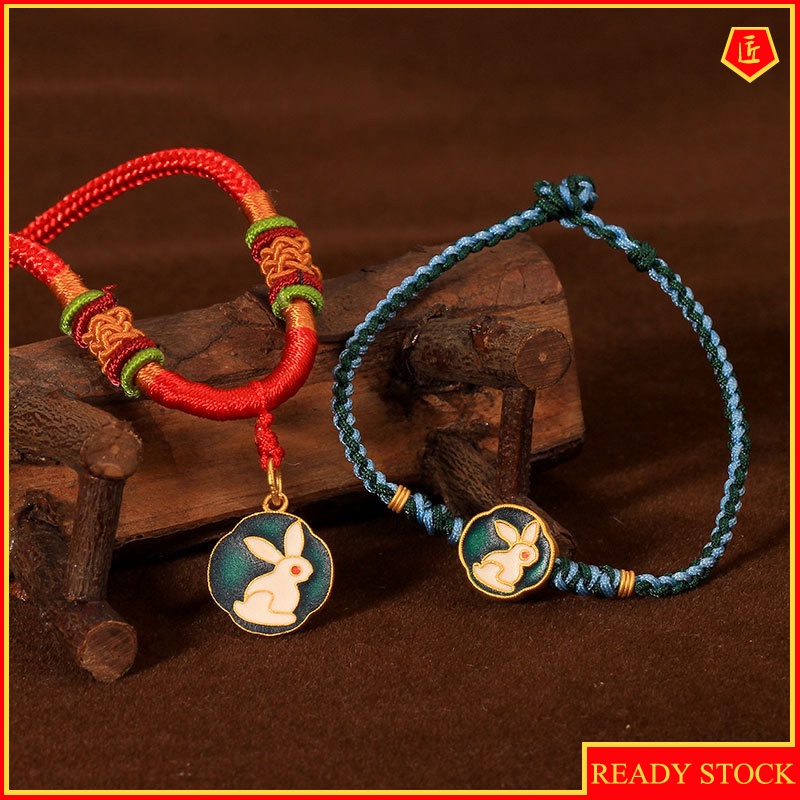 [Ready Stock]3D Gold Vintage Moon Rabbit  Lucky Beads Bracelet