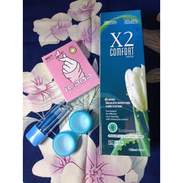 Paket Softlens X2 Kpop Normal Big Eyes Dia 16mm + Air Softlens X2 120ml + Pinset