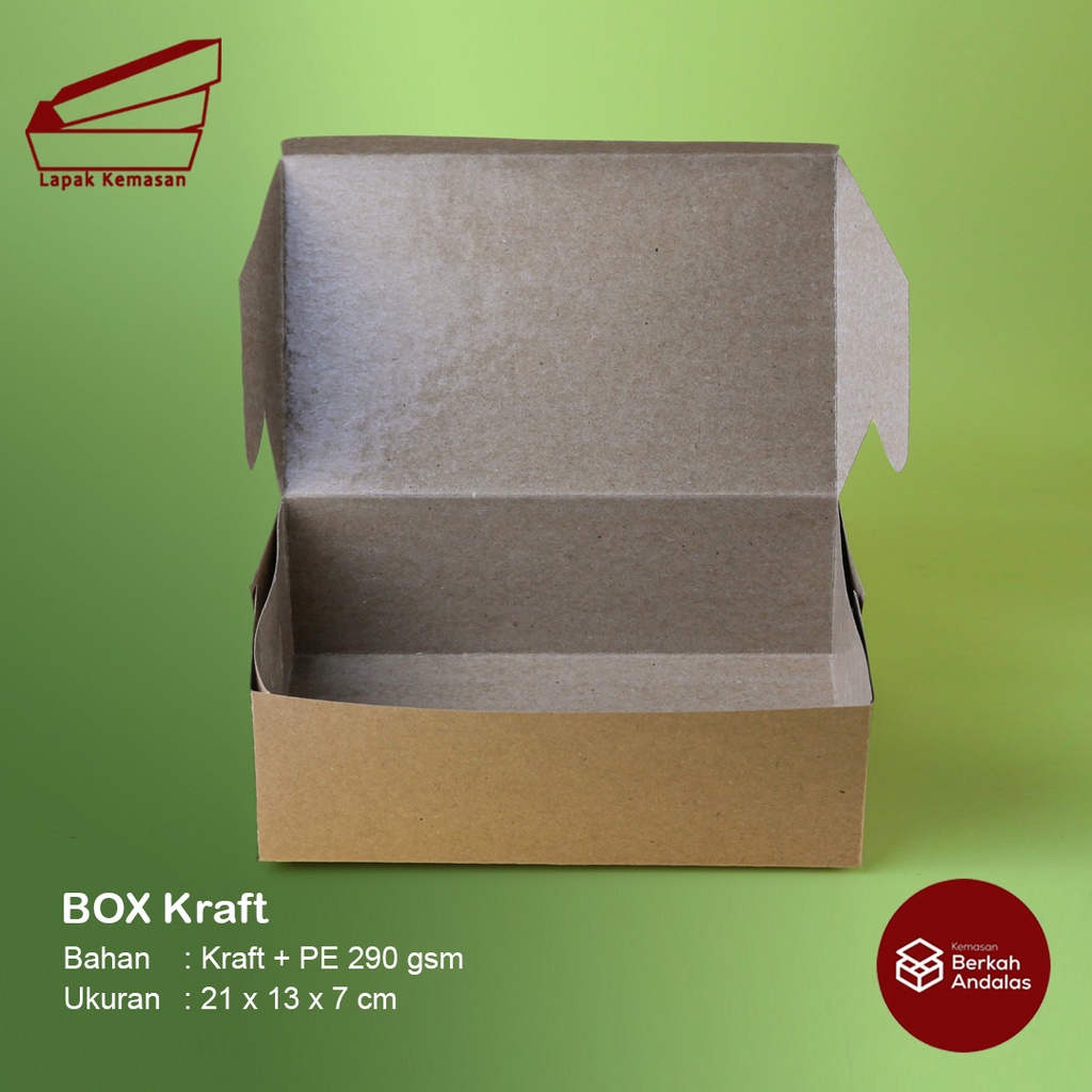 

BOX KRAFT / KOTAK / KEMASAN / KOTAK MAKAN / KOTAK NASI / KOTAK KUE / SNACK BOX / 21X13X7CM